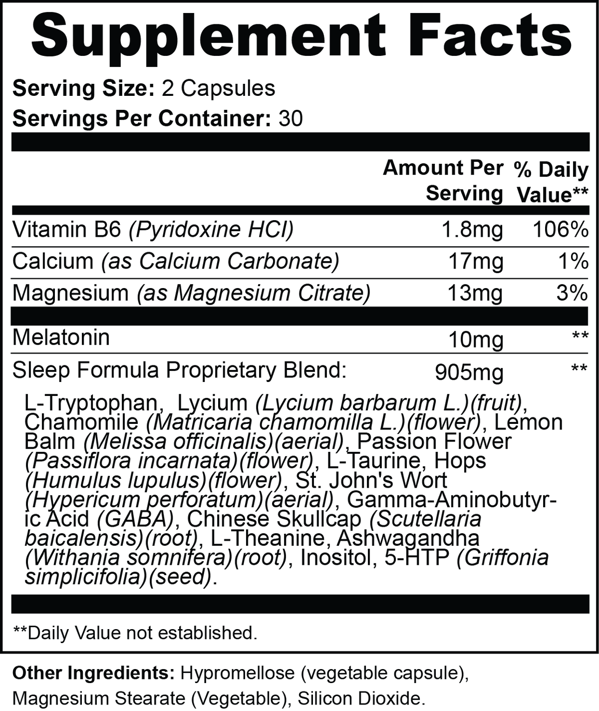 Moonsettle original product label.