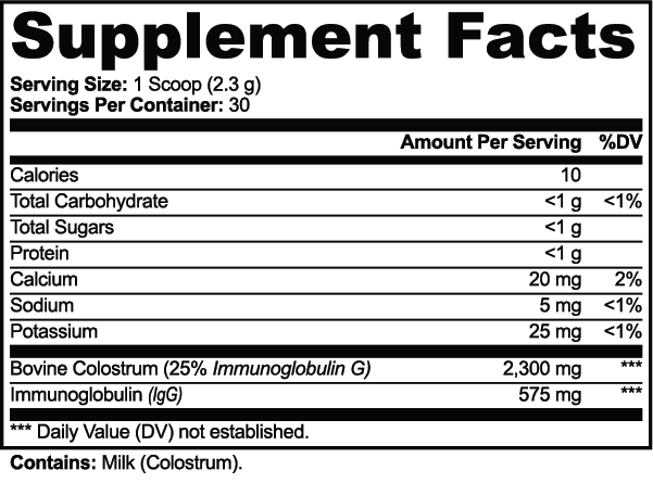 Colostrove — official supplier Supplement Facts