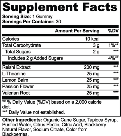 Reishistill Reishi Relax Gummies — original supplier Supplement Facts