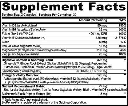 Nutribridge — official supplier Supplement Facts
