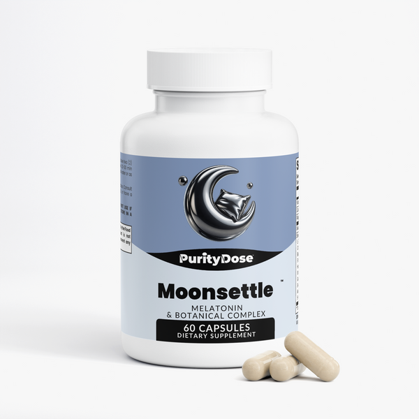 Moonsettle™ — Melatonin + Botanical Capsules — supplier product and serving photo