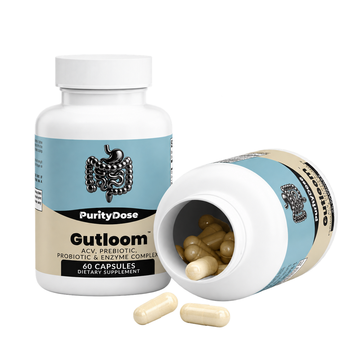 Gutloom pack contents. 60 capsules. 30 full servings.