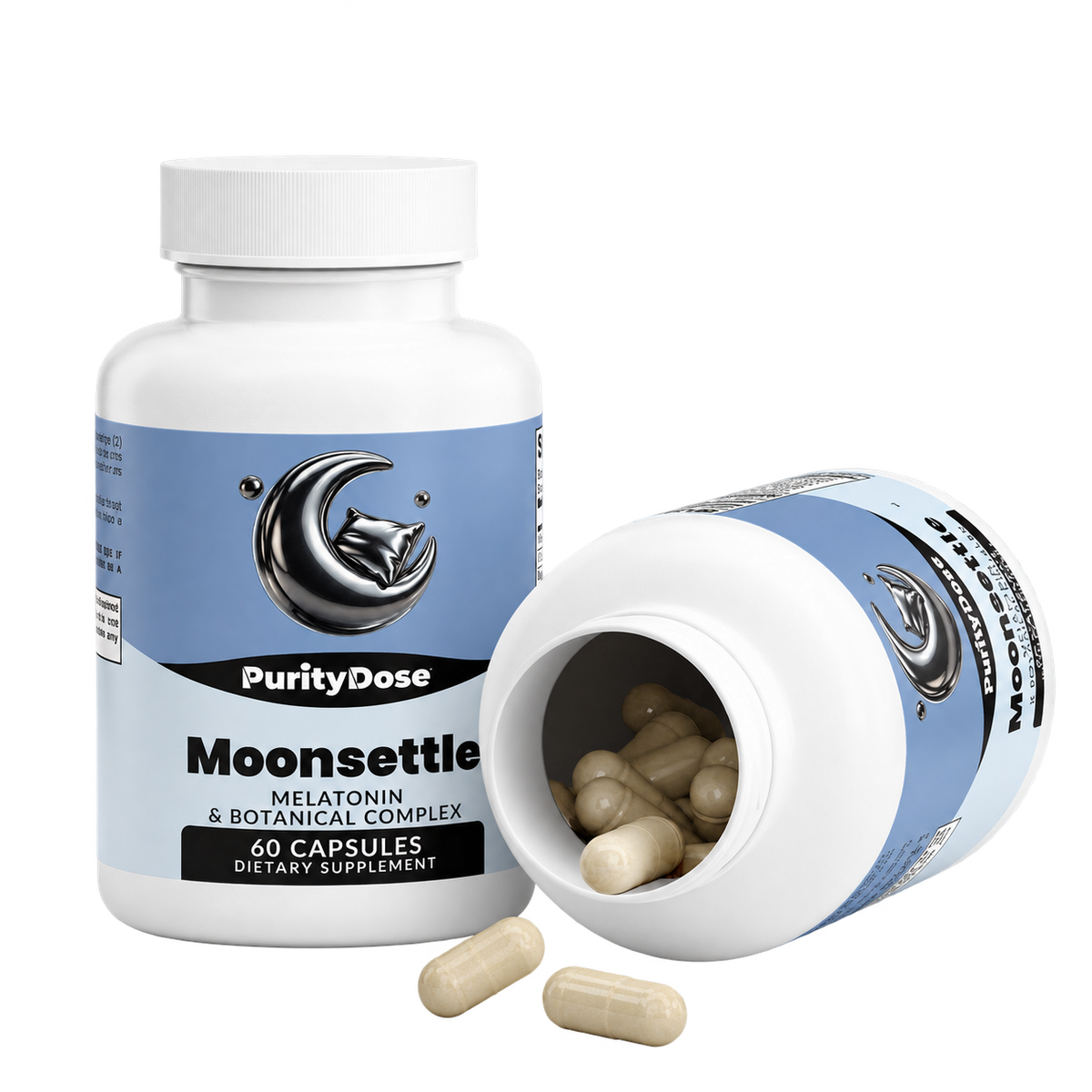 Moonsettle pack contents. 60 capsules. 30 full servings.