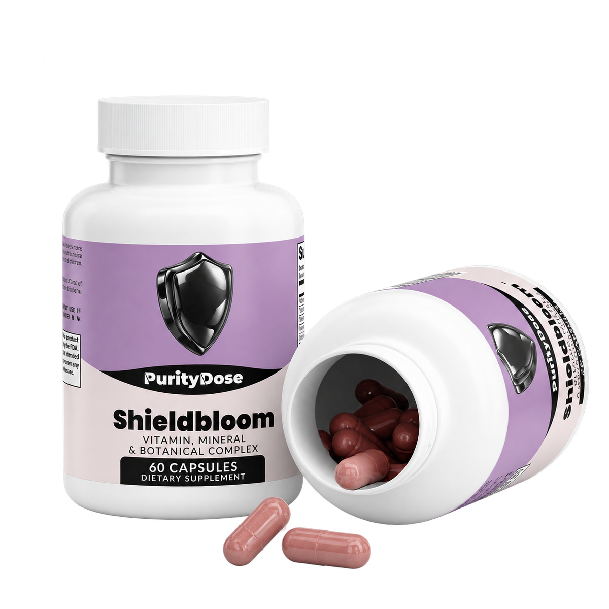 Shieldbloom pack contents. 60 capsules. 30 full servings.