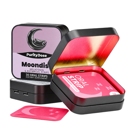 Moondiss pack contents. 30 oral strips. 30 full servings.