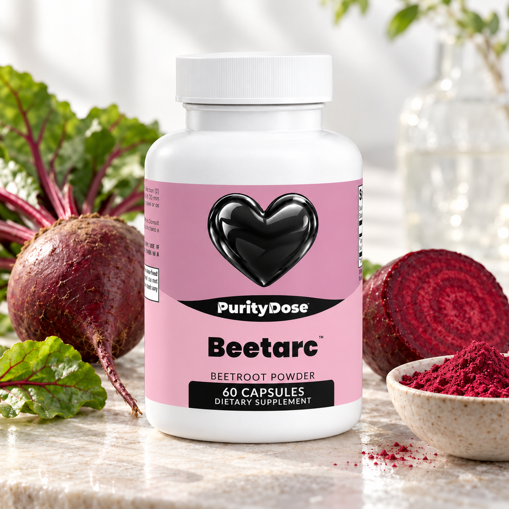 Beetarc current packaging in a bright glass setting with relevant formula context.