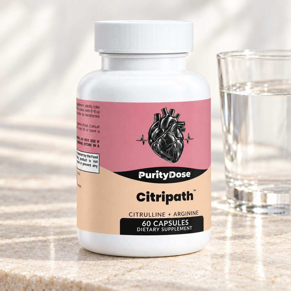 Citripath current packaging in a bright glass setting with relevant formula context.