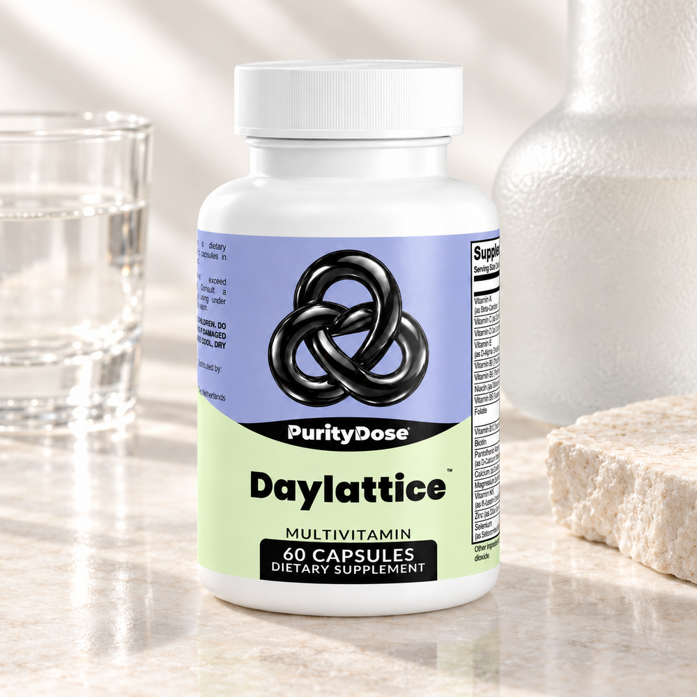 Daylattice current packaging in a bright glass setting with relevant formula context.