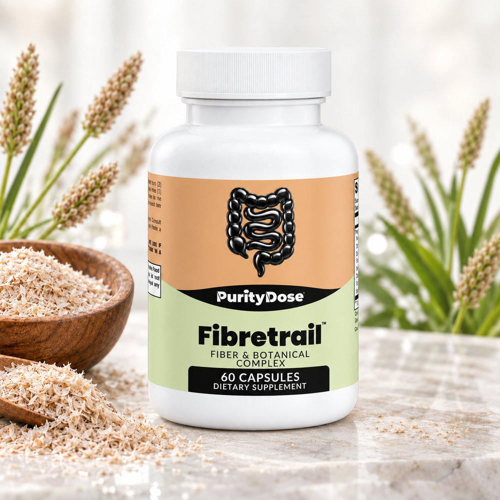 Fibretrail current packaging in a bright glass setting with relevant formula context.