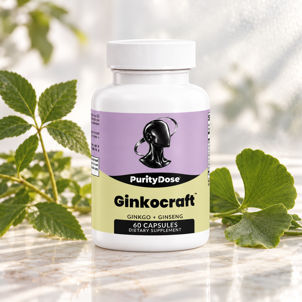 Ginkocraft current packaging in a bright glass setting with relevant formula context.