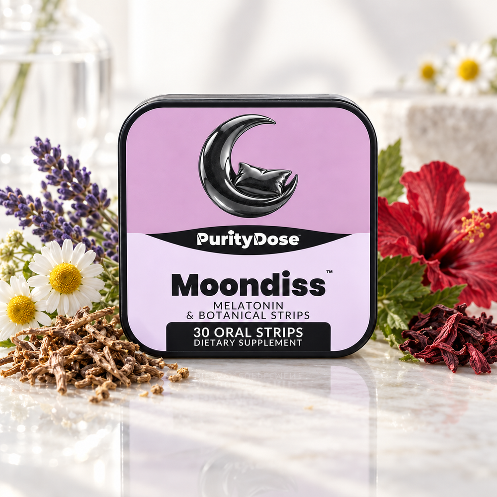 Moondiss current packaging in a bright glass setting with relevant formula context.