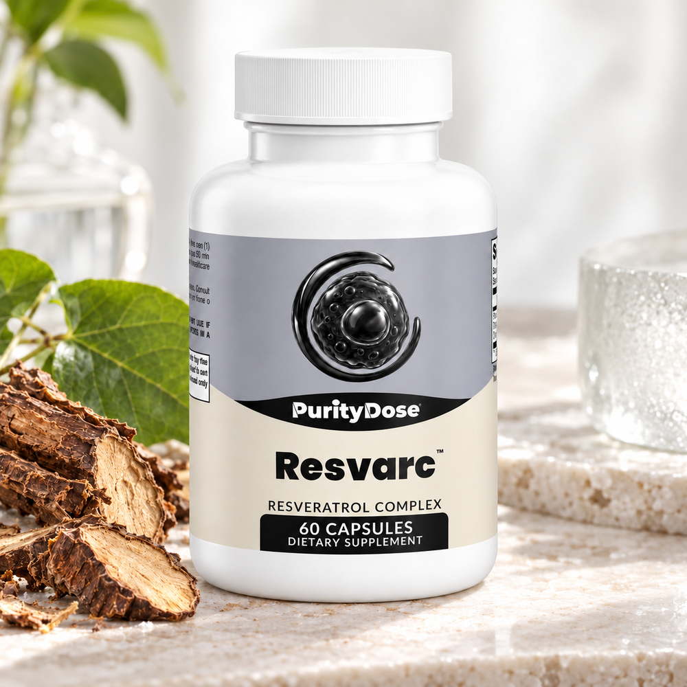 Resvarc current packaging in a bright glass setting with relevant formula context.