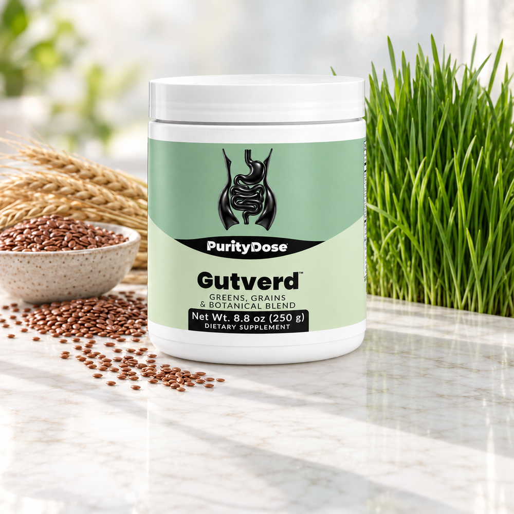 Gutverd current packaging in a bright glass setting with relevant formula context.