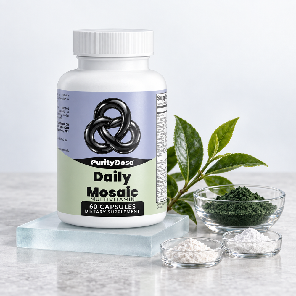 Illustration of Daily Mosaic with representative ingredients from its formula.